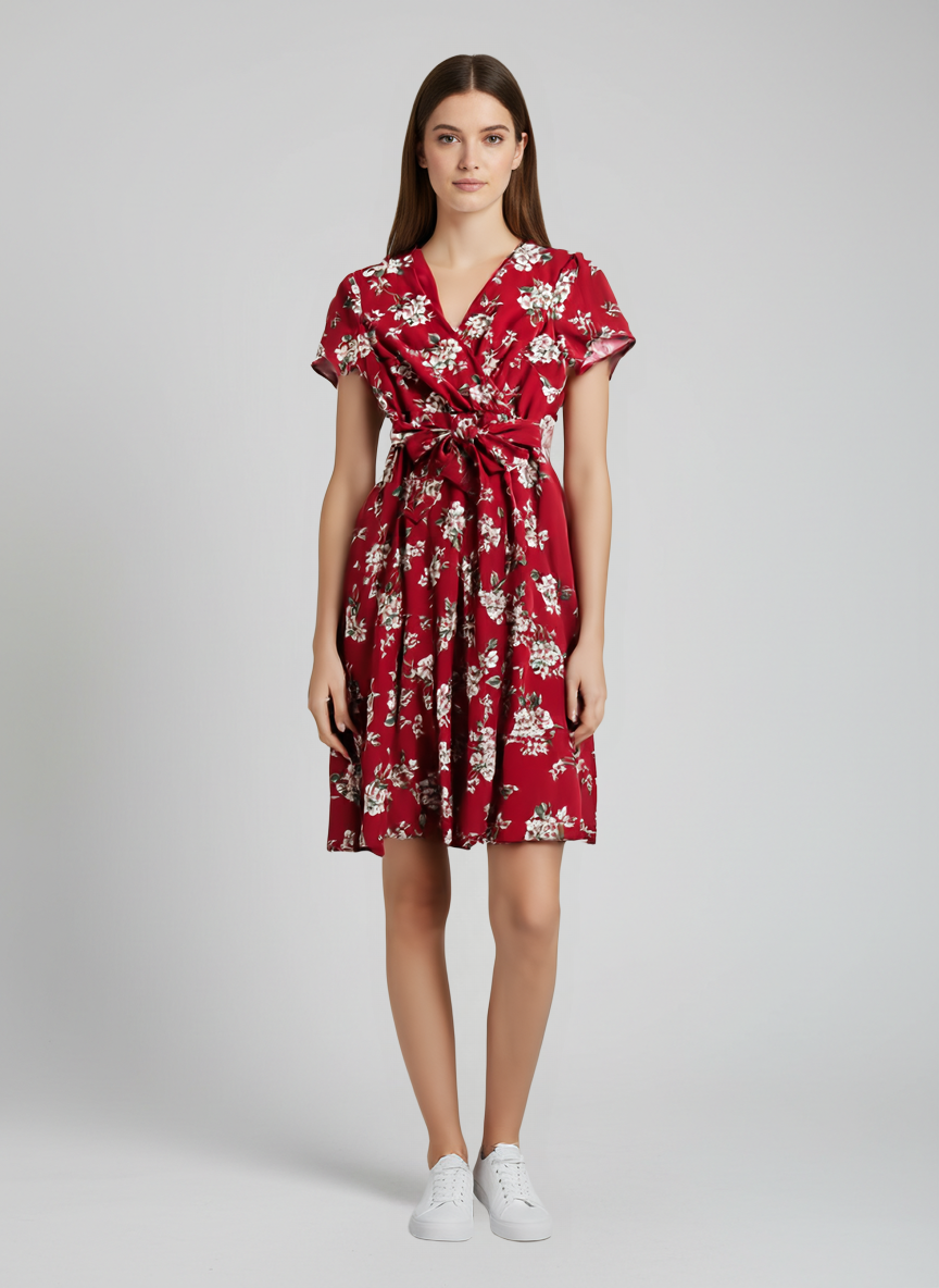 Modelo vestindo vestido floral